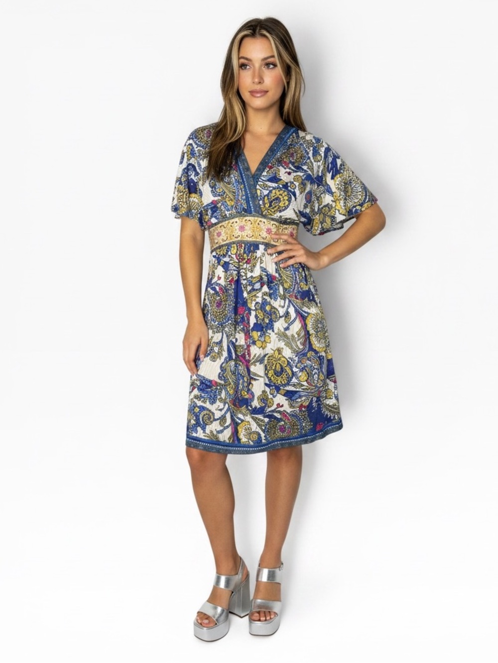 Vintage Y2K Halé Bob Silk Print Babydoll Dress Size S